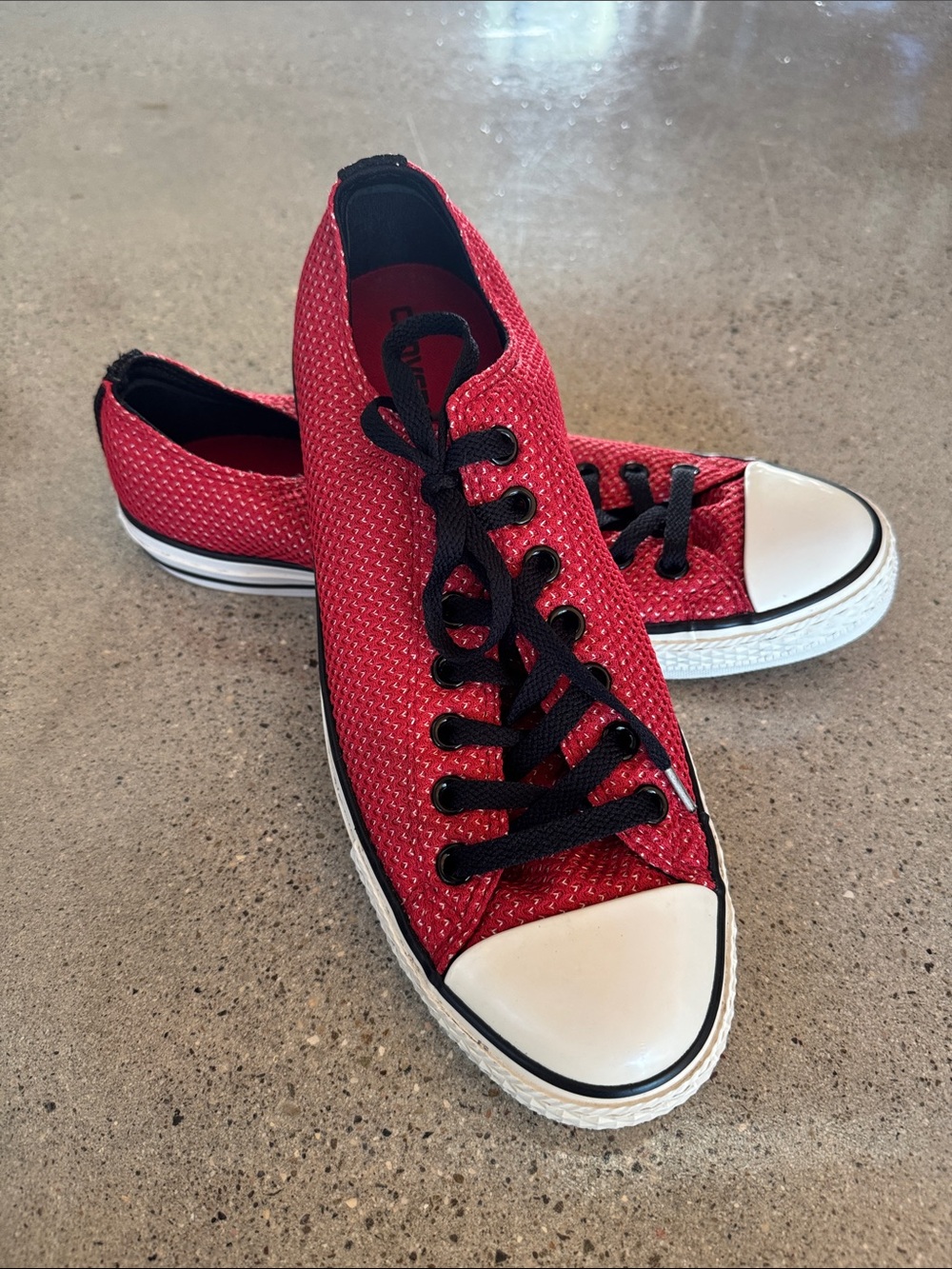 Converse Red Low-Top Sneakers with Black Laces